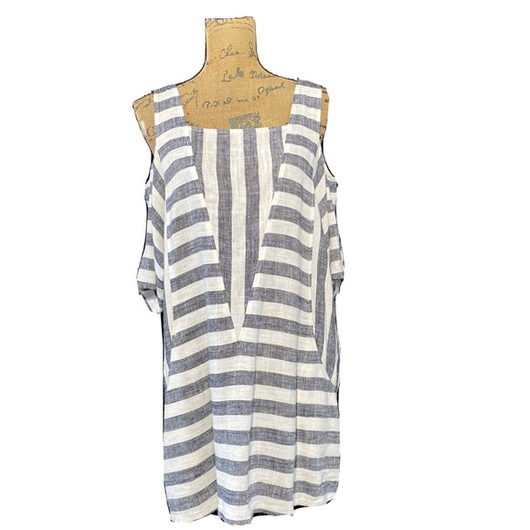 Soft Surroundings Tops - NEW Soft Surroundings S Linen Bl Tunic Top Pocket Shift Cold Shoulder Sunset